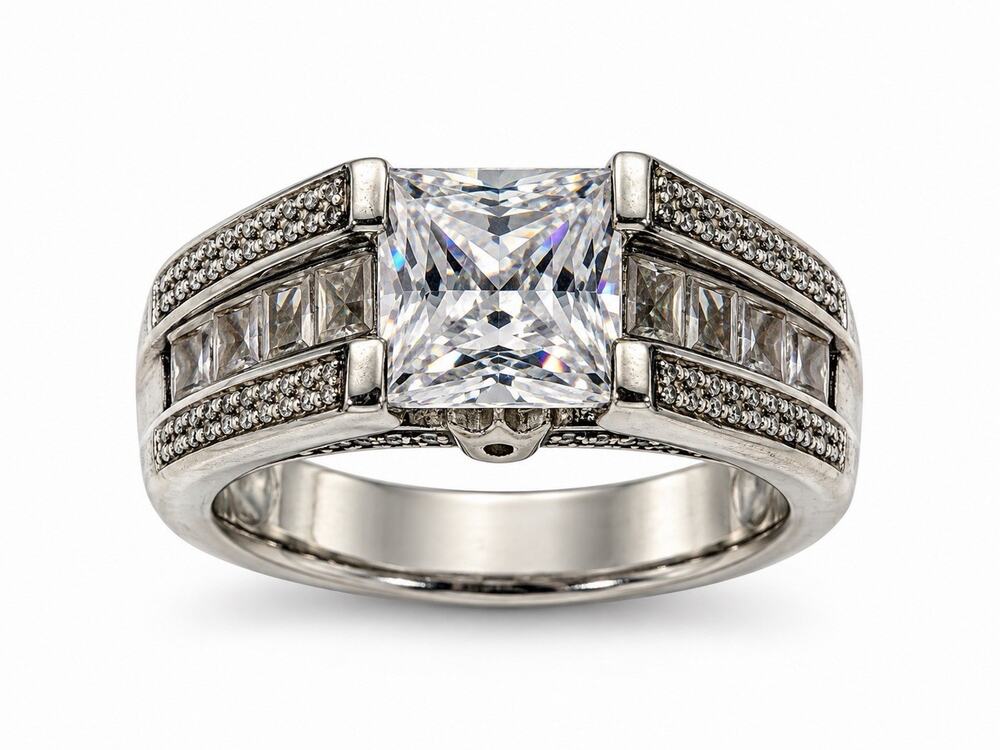 Verragio 925 Sterling Silver Princess Cut Cz Ring Size 6